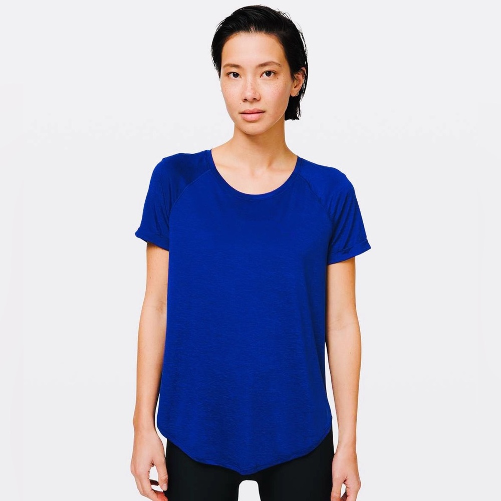 Lululemon Open Up Tie Back Tee Large Women’s Size 10 Blue